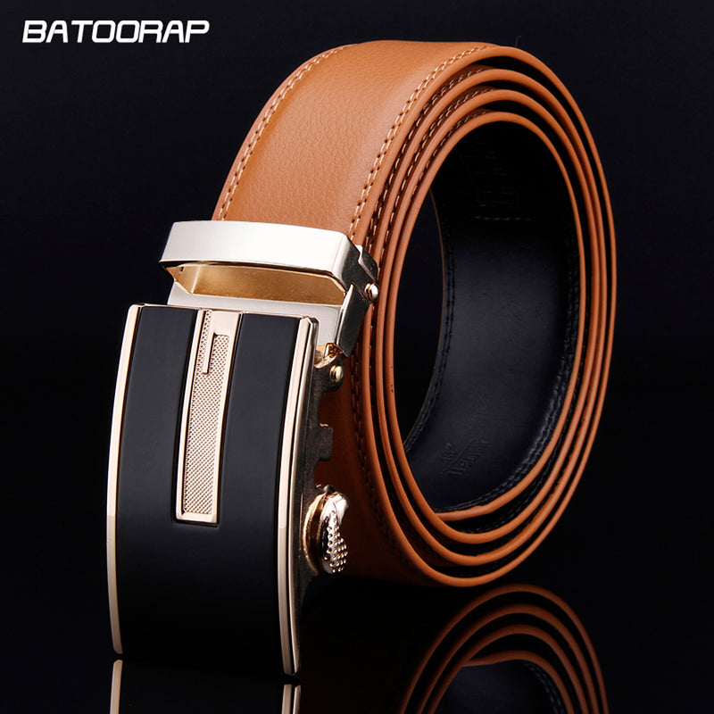 [batoorap]2018 hot new men's genuine leather belt design high quality men's belts luxury belt orange color casual belts