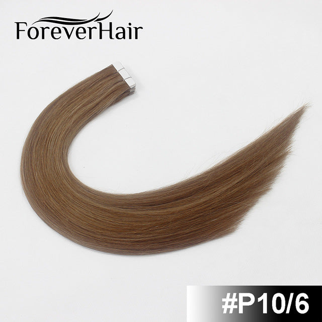 forever hair 2.0g/pc 18" remy tape in human hair extension full cuticle seamless straight skin weft hair salon style 20pcs/pac p10/16 / 18 inches / 12 months, 20 pcs, >=35%