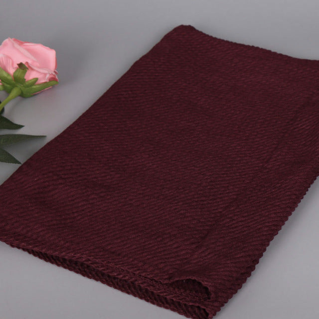 horizontal ripples 100% viscose plain women scarves shawls muslim hijabs long scarf luxury turkey style echarpe burgundy