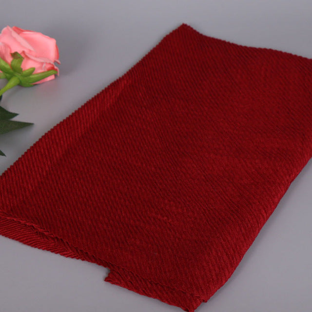 horizontal ripples 100% viscose plain women scarves shawls muslim hijabs long scarf luxury turkey style echarpe dark red
