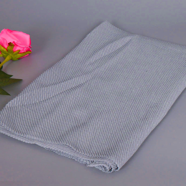 horizontal ripples 100% viscose plain women scarves shawls muslim hijabs long scarf luxury turkey style echarpe light gray