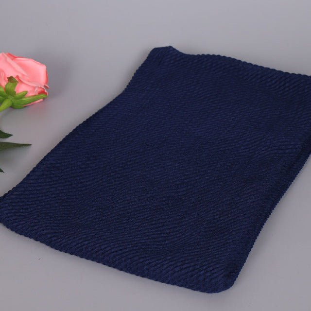 horizontal ripples 100% viscose plain women scarves shawls muslim hijabs long scarf luxury turkey style echarpe navy blue