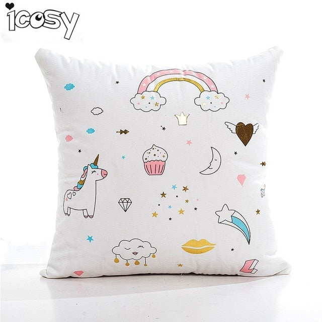 unicorn bronzing cushion cover cotton polyester pillow case 45cmx45cm / color 2