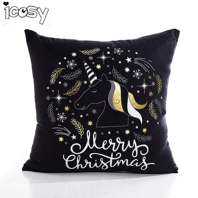 unicorn bronzing cushion cover cotton polyester pillow case 45cmx45cm / color 4