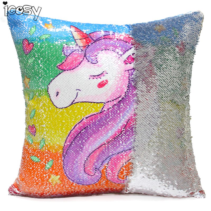 reversible sequins unicorn cushion cover 40*40 decorative mermaid