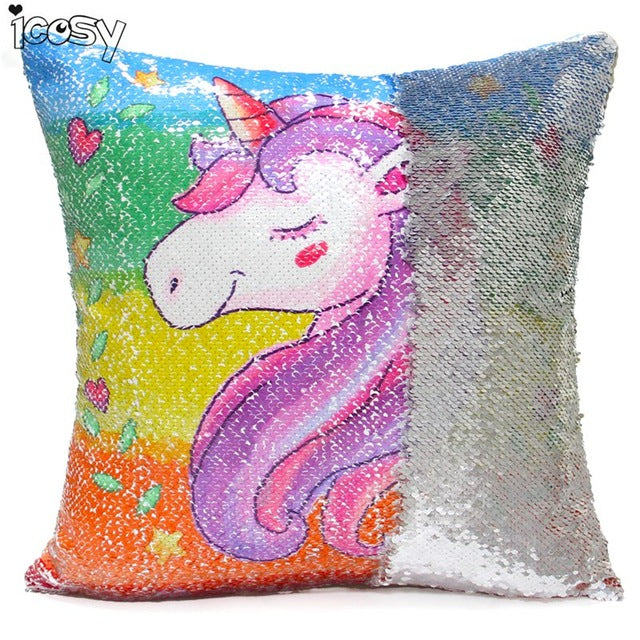 reversible sequins unicorn cushion cover 40*40 decorative mermaid 400mm*400mm / type 1