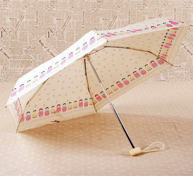 mini pocket umbrella hot sale 190g super light and small foldable umbrellas rain women mini sun parasol kids travel umbrella matryoshka doll