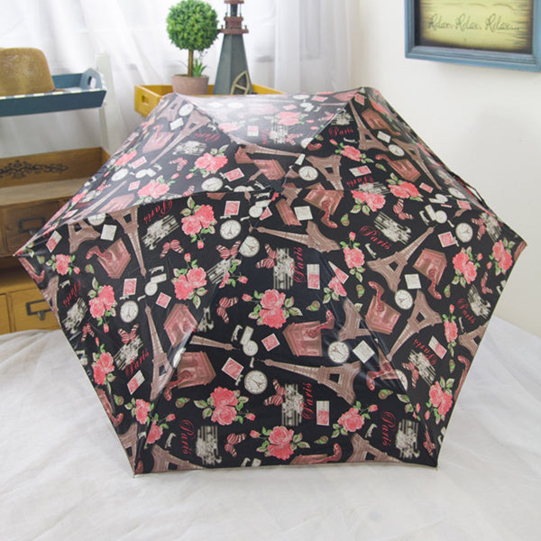 mini pocket umbrella hot sale 190g super light and small foldable umbrellas rain women mini sun parasol kids travel umbrella eiffel tower