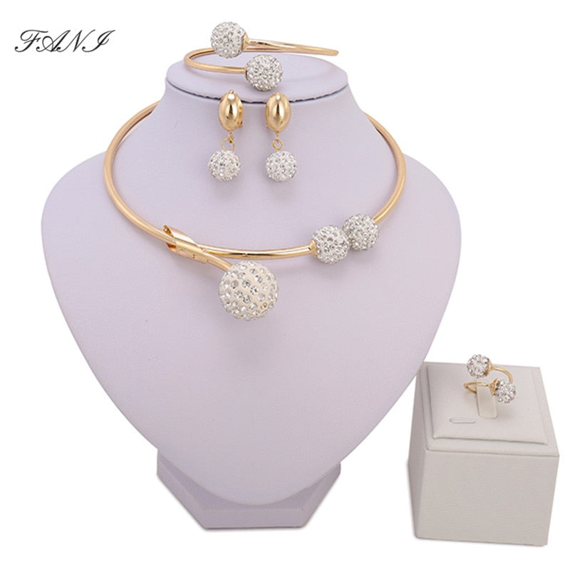 brand dubai gold-color crystal jewelry sets