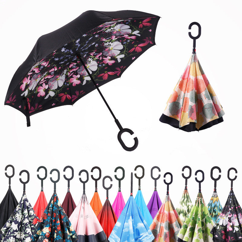 new design double layer inverted umbrella self stand umbrella rain reverse car umbrellas drop shipping