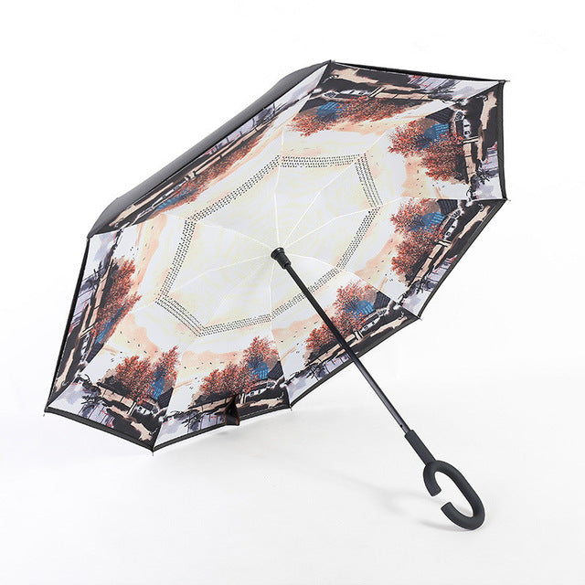 new design double layer inverted umbrella self stand umbrella rain reverse car umbrellas drop shipping 10