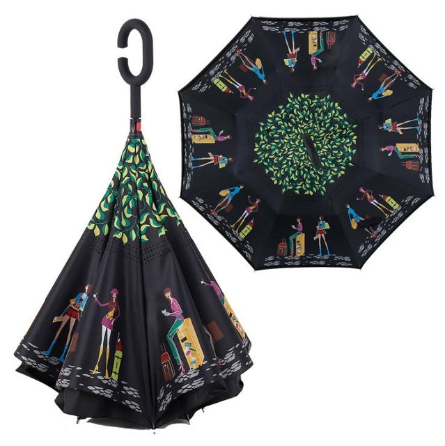 new design double layer inverted umbrella self stand umbrella rain reverse car umbrellas drop shipping 13