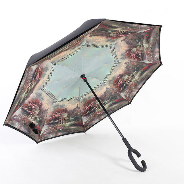 new design double layer inverted umbrella self stand umbrella rain reverse car umbrellas drop shipping 19
