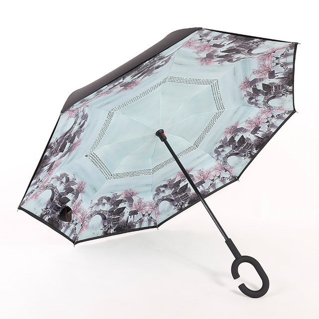 new design double layer inverted umbrella self stand umbrella rain reverse car umbrellas drop shipping 14