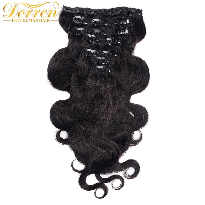 90g to 120g body wave brazilian machine made remy hair #1 #1b #2 #4 #8 clip in hair extensions 16 to 22 human hair clips