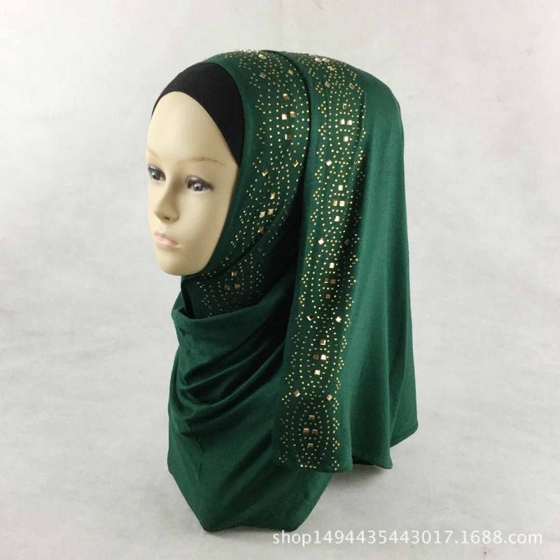 15 colors shiny gold rhinestones bubble cotton hijab scarf muslim islamic head wrap cover solid scarf