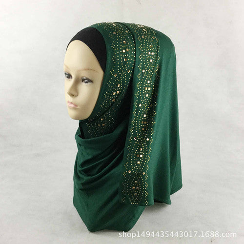 15 colors shiny gold rhinestones bubble cotton hijab scarf muslim islamic head wrap cover solid scarf color 4