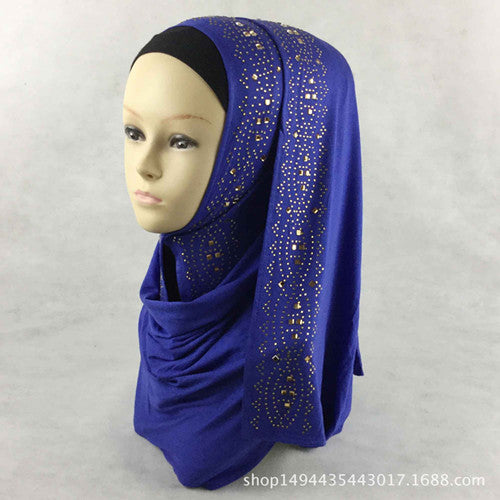 15 colors shiny gold rhinestones bubble cotton hijab scarf muslim islamic head wrap cover solid scarf color 11