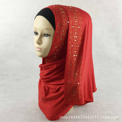 15 colors shiny gold rhinestones bubble cotton hijab scarf muslim islamic head wrap cover solid scarf color 12
