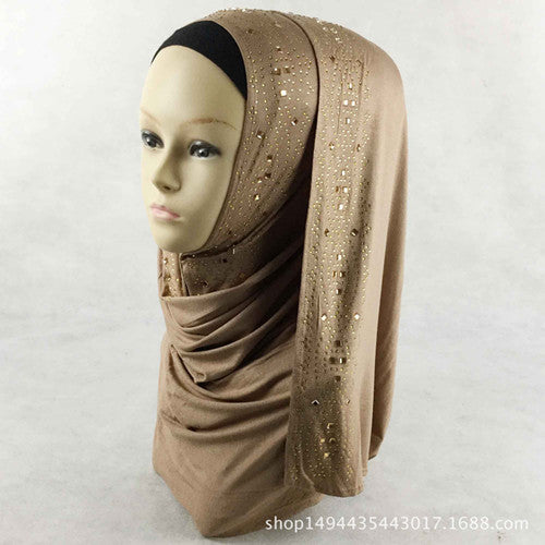15 colors shiny gold rhinestones bubble cotton hijab scarf muslim islamic head wrap cover solid scarf color 13