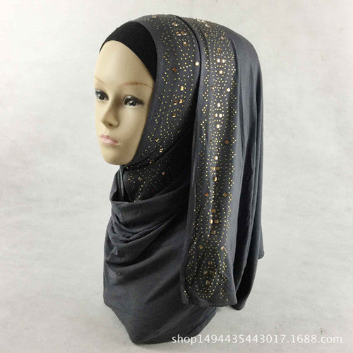 15 colors shiny gold rhinestones bubble cotton hijab scarf muslim islamic head wrap cover solid scarf color 14