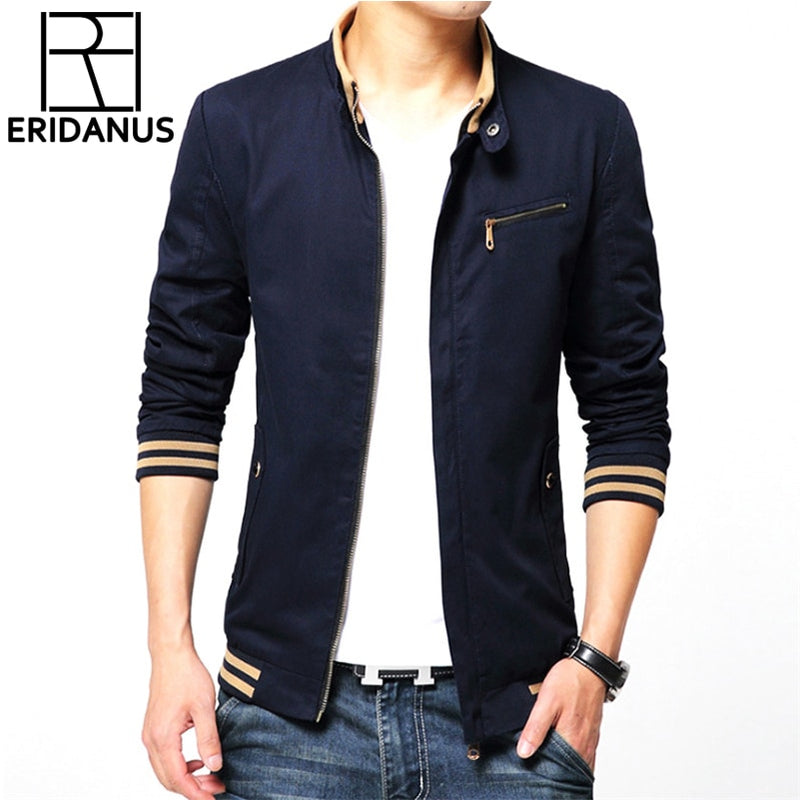 fashion male jackets solid stand collar zipper high quality jacket