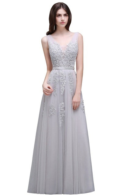 short evening dress long tulle lace formal backless long evening dresses prom dresses