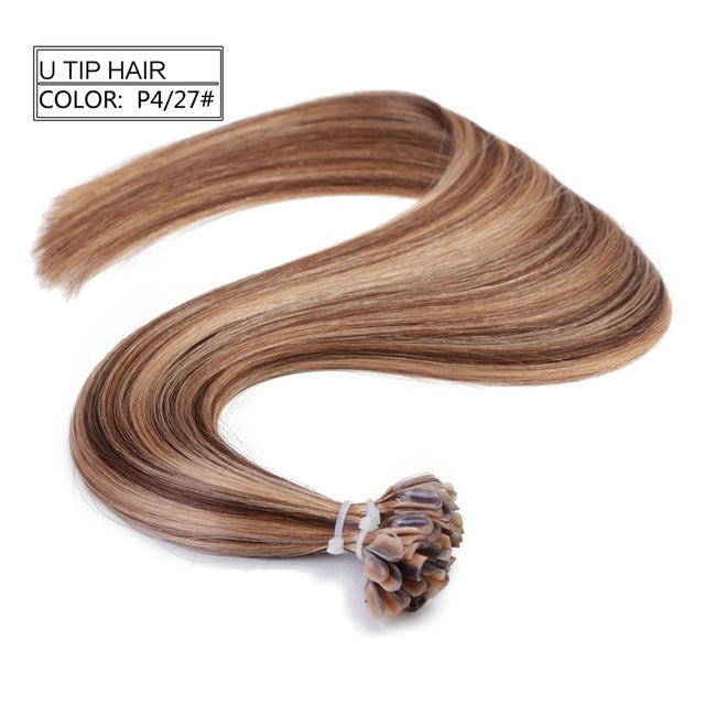 straight keratin capsules human fusion hair nail u tip machine made remy pre bonded hair extension 16" 20" 24" 1g/s 50g