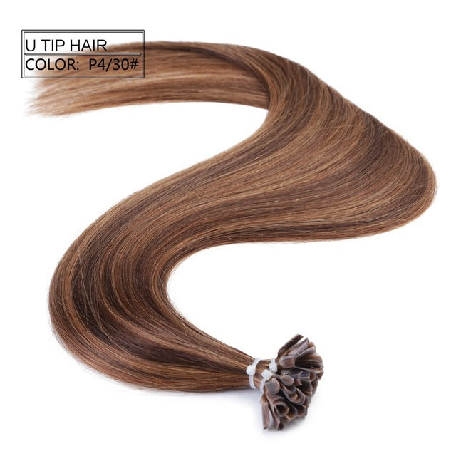 straight keratin capsules human fusion hair nail u tip machine made remy pre bonded hair extension 16" 20" 24" 1g/s 50g