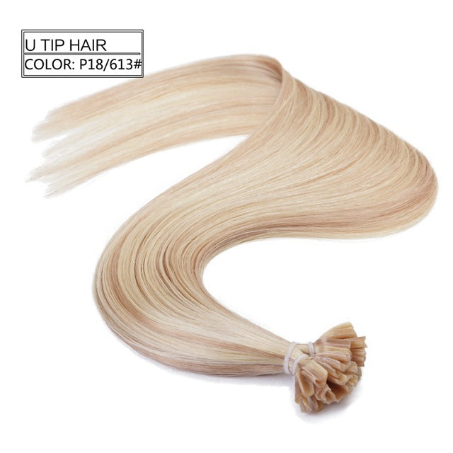 straight keratin capsules human fusion hair nail u tip machine made remy pre bonded hair extension 16" 20" 24" 1g/s 50g