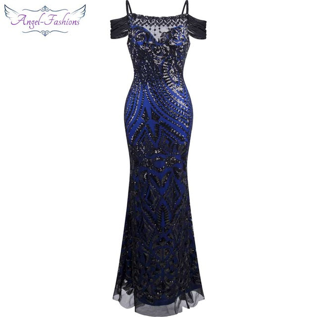 angel-fashions vintage gatsby party sequin mermaid long evening dress