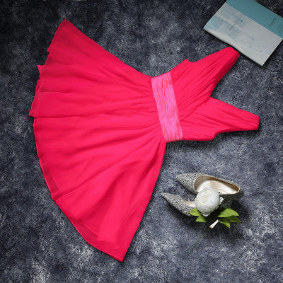 v-neck evening dress simple solid color pleat chiffon vestidos de festa prom dresses tailor custom made