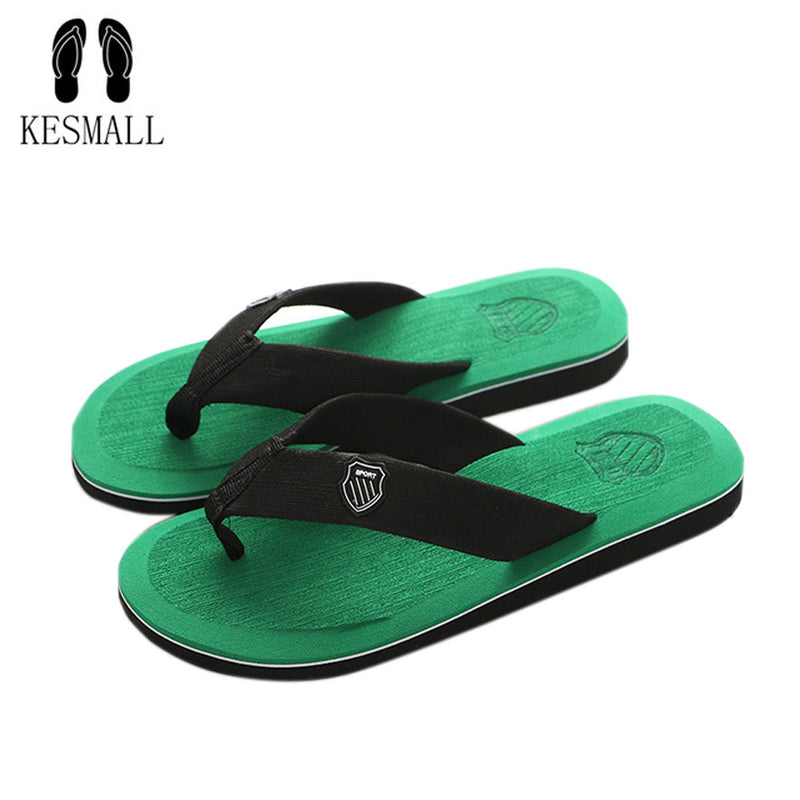 kesmall new arrival summer men flip flops high quality beach sandals non-slide male slippers zapatos hombre casual shoes