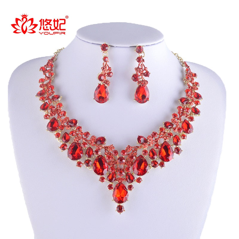 high quality rhinestone jewelry sets bridal necklace with earrings