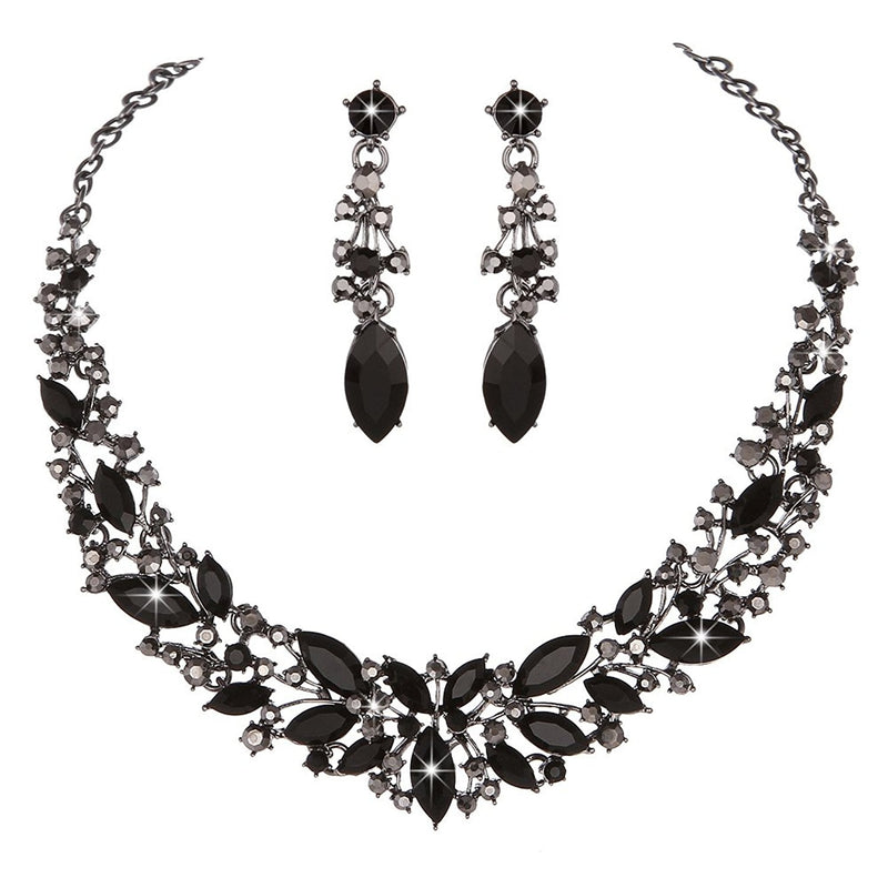 austrian crystal necklace and earrings bridal wedding party jewelry sets