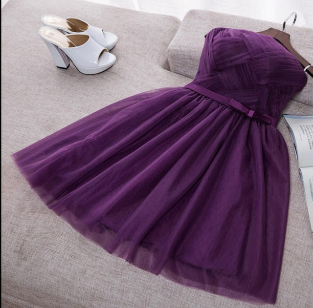 robe de soiree 2018 short purple strapless evening dresses vestido de noche vestito da sera gowns prom dresses party dresses