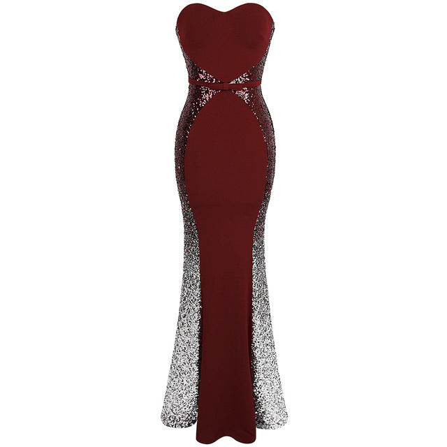 angel-fashions formal dresses contrast color gradient sequin mermaid evening dresses