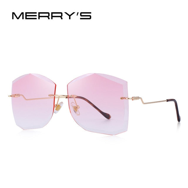 merry's design women classic rimless sunglasses gradient lens 100% uv protection c02 pink