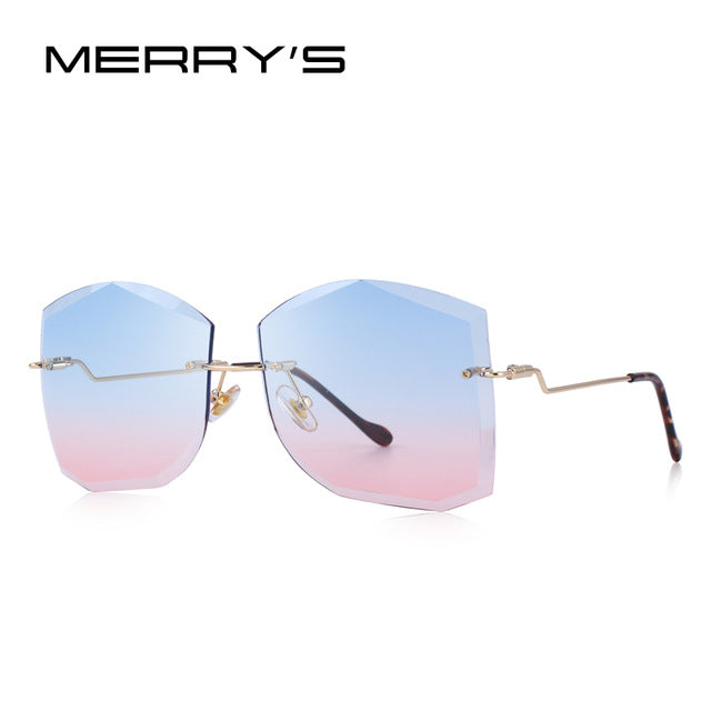 merry's design women classic rimless sunglasses gradient lens 100% uv protection c04 blue pink