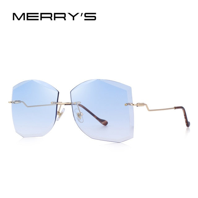 merry's design women classic rimless sunglasses gradient lens 100% uv protection c05 blue
