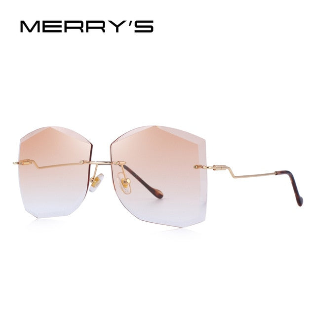 merry's design women classic rimless sunglasses gradient lens 100% uv protection c06 orange