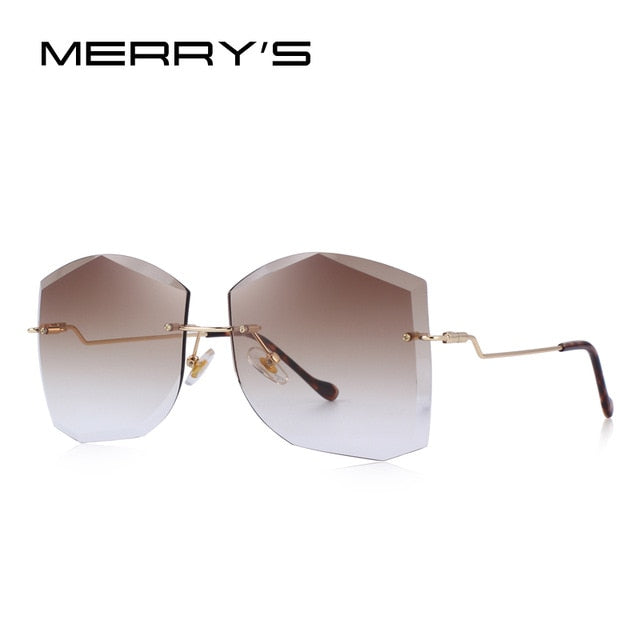 merry's design women classic rimless sunglasses gradient lens 100% uv protection c08 brown