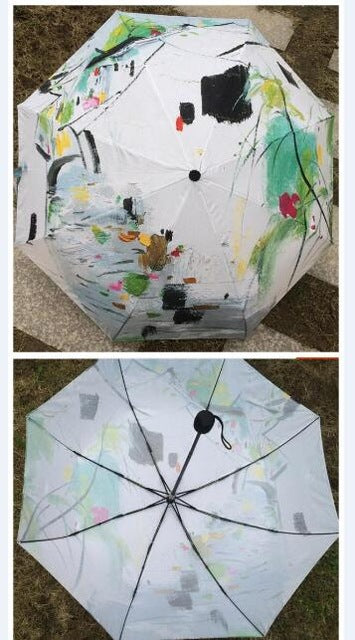 hot four season painting sunshade van gogh waterproof umbrella rain women para inside without glue parasol umbrella men as picture 2