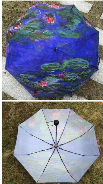 hot four season painting sunshade van gogh waterproof umbrella rain women para inside without glue parasol umbrella men as picture 10