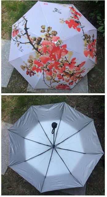 hot four season painting sunshade van gogh waterproof umbrella rain women para inside without glue parasol umbrella men as picture 12