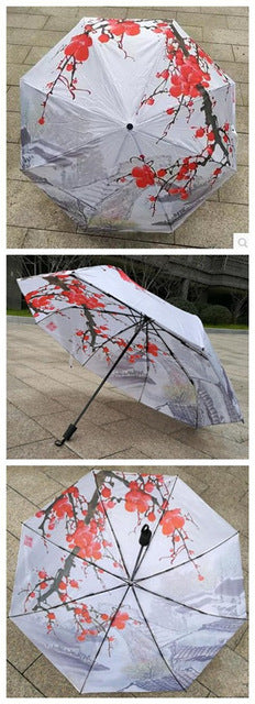 hot four season painting sunshade van gogh waterproof umbrella rain women para inside without glue parasol umbrella men as picture 14
