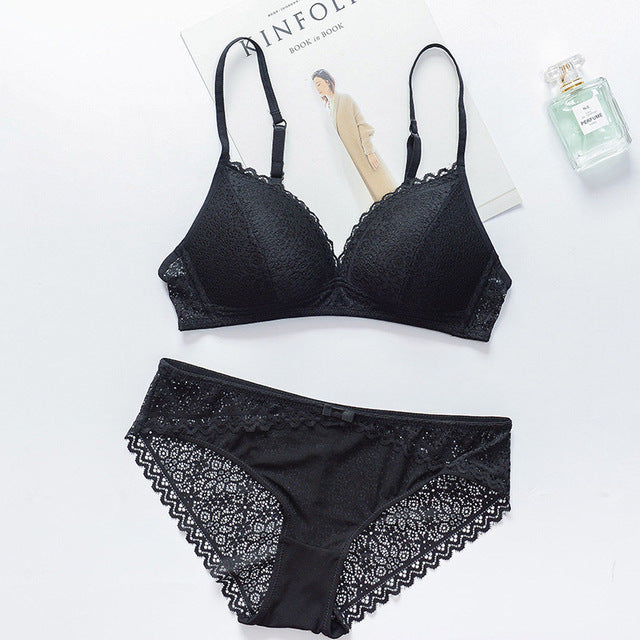 female itimates japanese triangle cup thin lace lingerie set deep v sexy bra set seamless bra brief women underwear set bralette