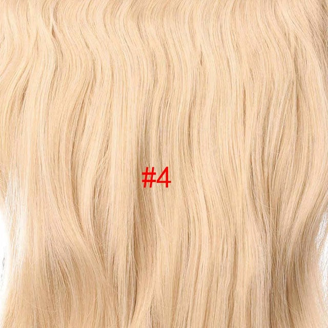 190g wavy clip in hair extensions blonde 24 inch 17 colors available synthetic heat resistant fiber 4 clips/piece p4/24 / 24inches