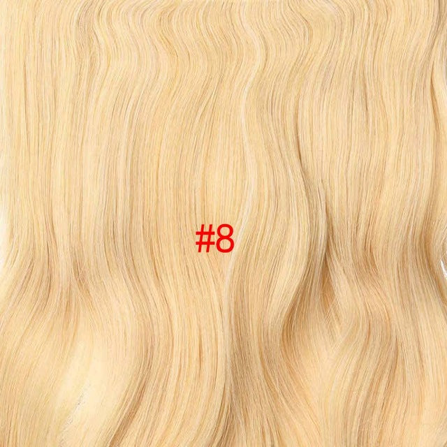 190g wavy clip in hair extensions blonde 24 inch 17 colors available synthetic heat resistant fiber 4 clips/piece p18/613 / 24inches