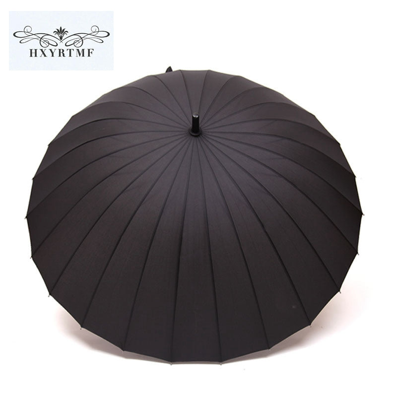 top quality 24 rib firm solid windproof long straight handle anti-uv  sun/rain stick large outdoor umbrella manual big parasol